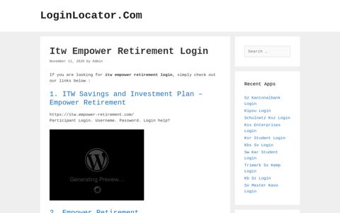 Itw Empower Retirement Login - LoginLocator.Com