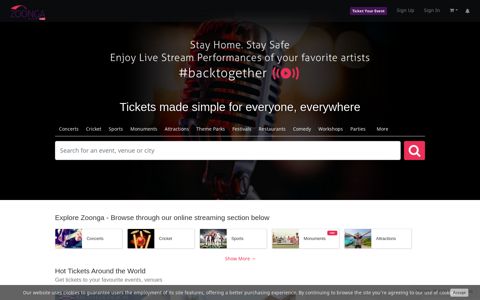 Zoonga - One stop shop for tickets to events, cricket, football ...