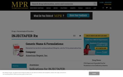 INJECTAFER Dosage & Rx Info | Uses, Side Effects - MPR