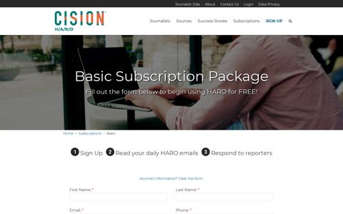 Basic Subscription Package | Help A Reporter - Haro
