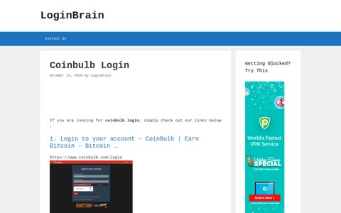 Coinbulb - Login To Your Account - Coinbulb | Earn Bitcoin ...