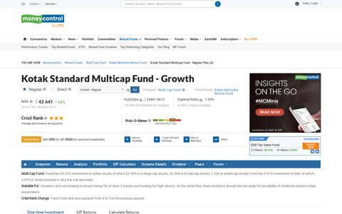 Kotak Standard Multicap Fund - Growth [41.407] | Kotak ...