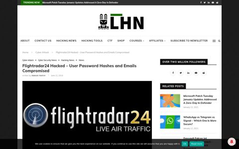 Flightradar24 Hacked – User Password Hashes and Emails ...