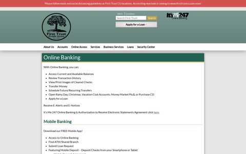 Online Banking - First Trust Credit Union