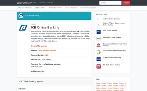 IKB Online Banking - Information