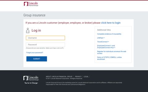 Login Page - Lincoln Financial Group