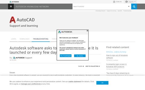 Autodesk software asks to Sign in every time it is launched or ...