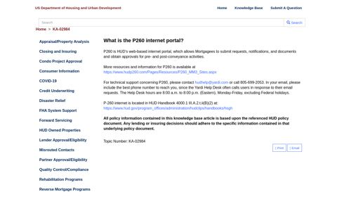 What is the P260 internet portal? - DEV US HUD