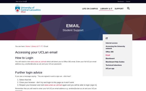 Email | Student Support | University of Central ... - UCLan