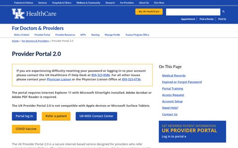 Provider Portal 2.0 - UK HealthCare - University of Kentucky