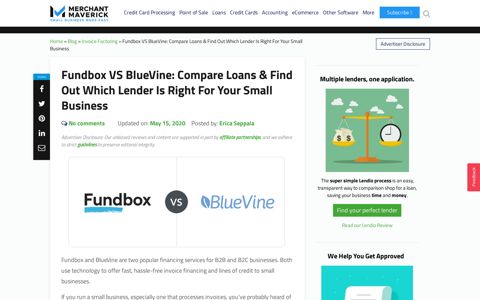 Fundbox VS BlueVine: Eligibility, Rates, & Fees Compared