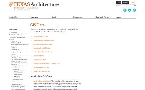 GIS Data | Texas Architecture | UTSOA