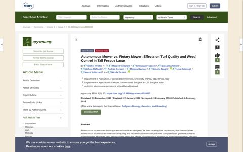 Autonomous Mower vs. Rotary Mower: Effects on Turf Quality ...