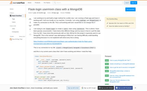 Flask-login usermixin class with a MongoDB - Stack Overflow