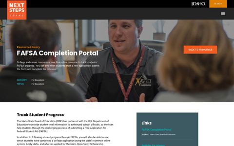 FAFSA Completion Portal - Next Steps Idaho