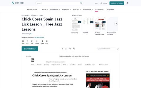 Chick Corea Spain Jazz Lick Lesson _ Free Jazz Lessons ...