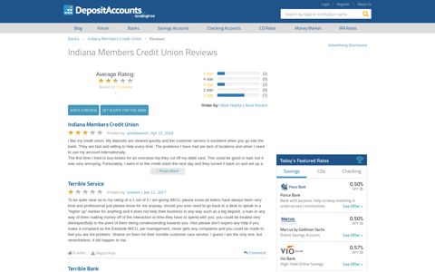 Indiana Members Credit Union Reviews - Deposit Accounts