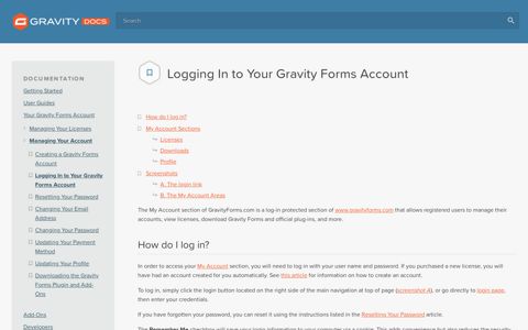 Logging In to Your Gravity Forms Account - Gravity Forms