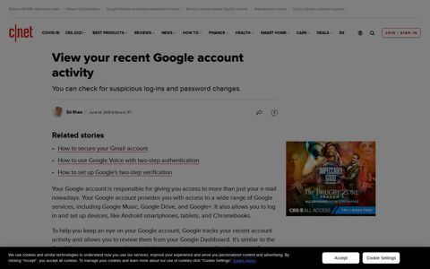 View your recent Google account activity - CNET