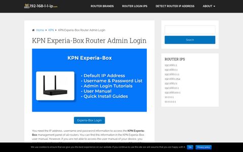 KPN Experia-Box Router Admin Login - 192.168.1.1