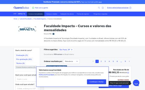 Faculdade Impacta - Cursos e Valores das Mensalidades ...