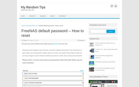 FreeNAS default password - How to reset - My Random Tips