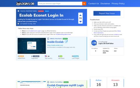 Ecolab Econet Login In - Logins-DB