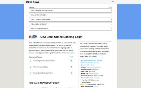 ICICI Bank Online Banking Login - CC Bank