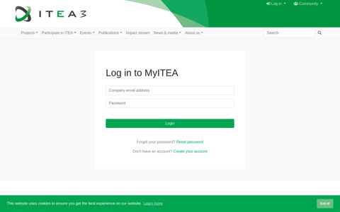 ITEA 3 · Log in to MyITEA