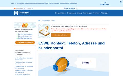 ESWE Kontakt: Telefon, Adresse und Kundenportal
