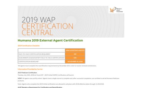 Humana External Agent Certification Details - MarketPoint ...