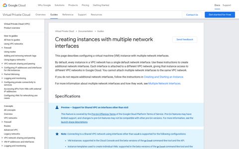 Creating instances with multiple network interfaces | VPC