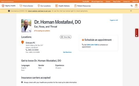 Dr. Homan Mostafavi, DO | Gilbert, AZ 85297 | Ear, Nose, and ...
