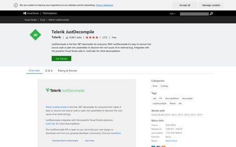 Telerik JustDecompile - Visual Studio Marketplace