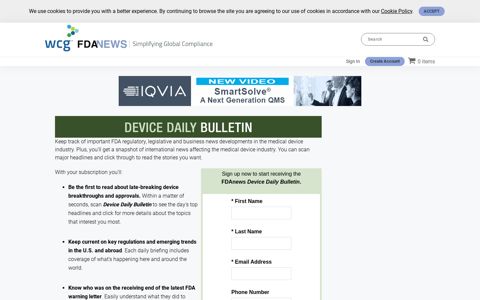 Sign Up For Free! FDAnews Device Daily Bulletin.