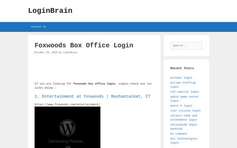 foxwoods box office login - LoginBrain