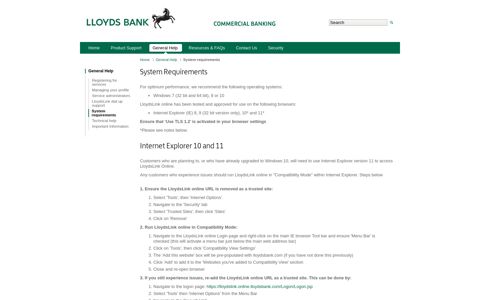 System requirements | LloydsLink online Support Centre
