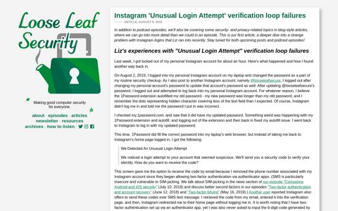 Instagram 'Unusual Login Attempt' verification loop failures ...