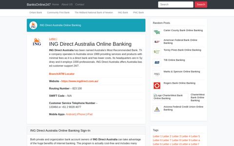 ING Direct Australia Online Banking Sign-In