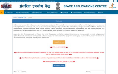 Careers - Space Applications Centre