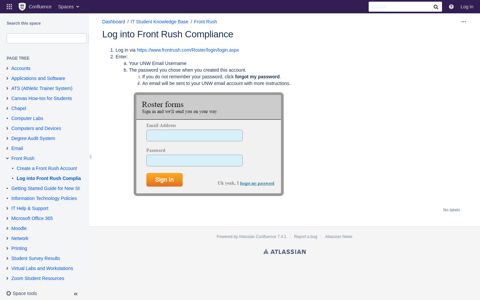 Log into Front Rush Compliance - Confluence Mobile ...
