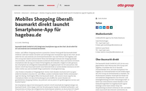Mobiles Shopping überall: baumarkt direkt launcht ... - Otto Group