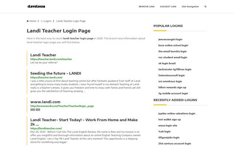 Landi Teacher Login Page ❤️ One Click Access - iLoveLogin