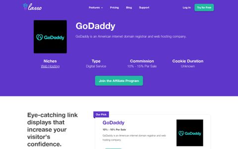 GoDaddy Affiliate Program | Lasso
