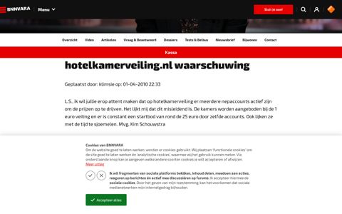 hotelkamerveiling.nl waarschuwing - Kassa - BNNVARA