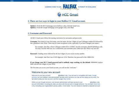 Accessing Student Gmail - Halifax Community College