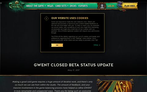 GWENT Closed Beta Status Update - GWENT: The Witcher ...