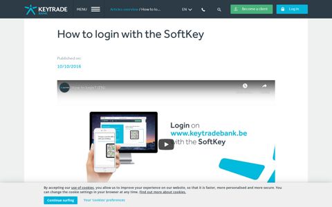 How to login with the SoftKey - Keytrade Bank