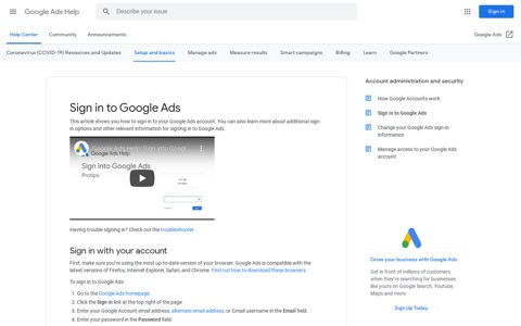Sign in to Google Ads - Google Ads Help - Google Support