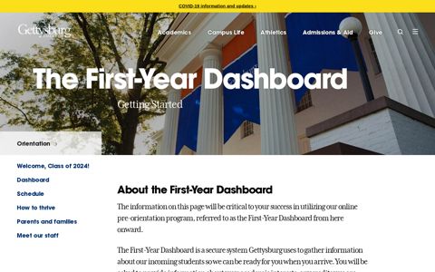 The First-Year Dashboard - Gettysburg.edu - Gettysburg College